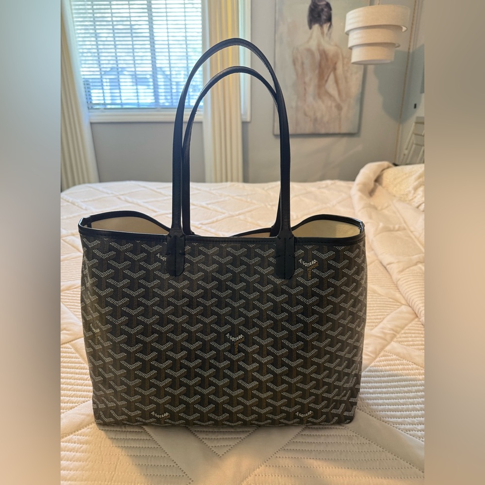 G0Yard Black White/Brown Luxury Inspired Monogram Tote Bag-with matching pouch